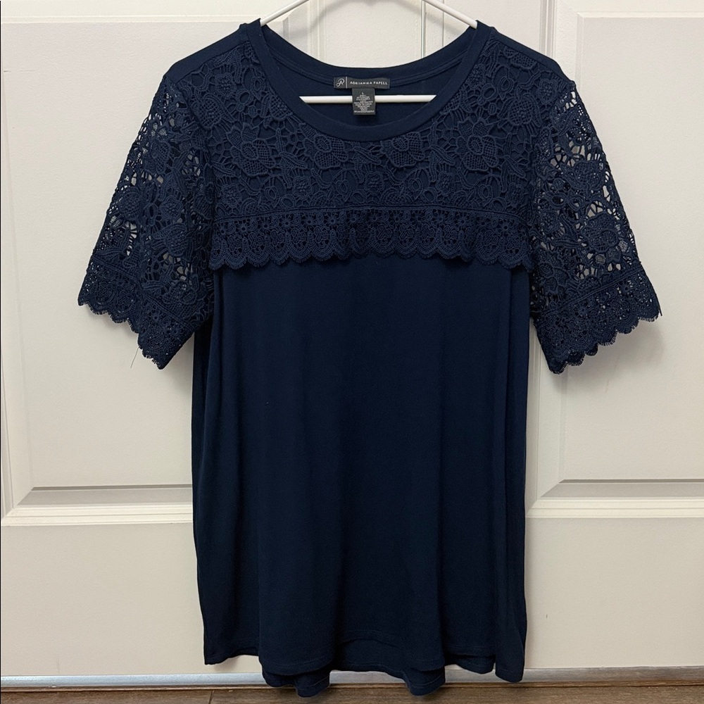 Adrianna Papell Lace Top, Size Large